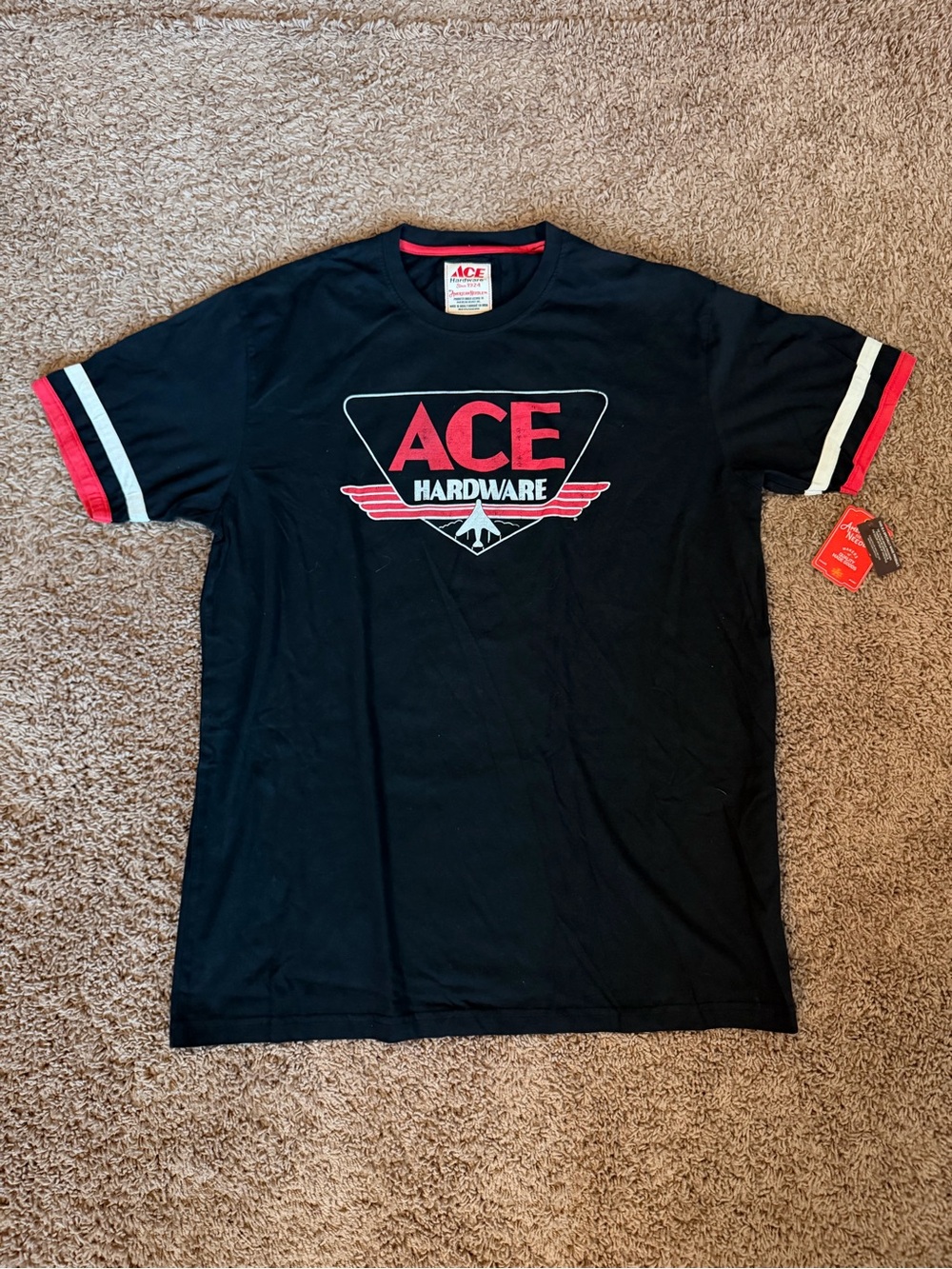 American Needle Black ACE Hardware Logo Ringer Tee with Red & White Accents